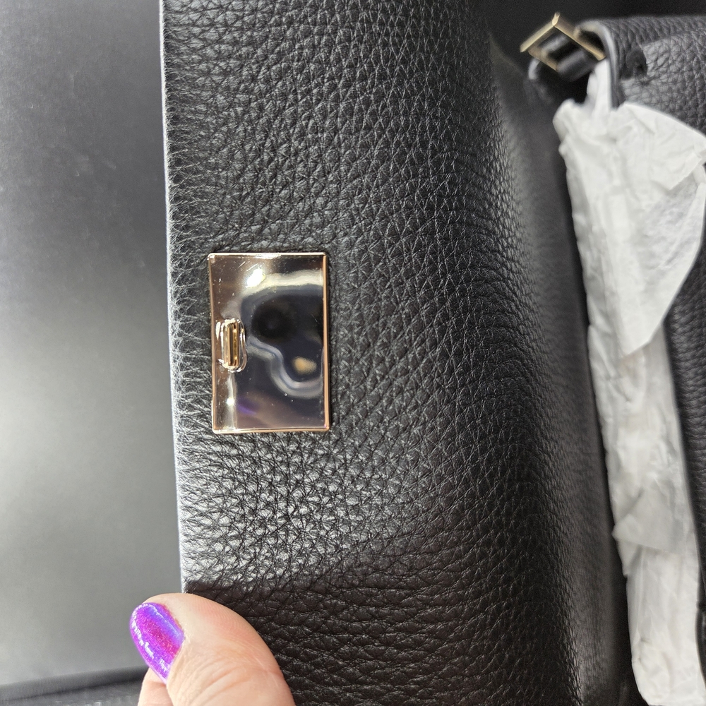 Kate Spade Black Leather Handbag with Gold Accent - Picture 5 of 13